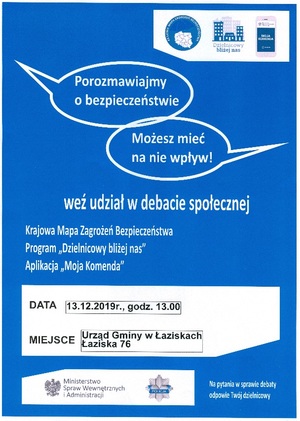 plakat: zapraszamy na debatę społeczną o treści podanej w artykule