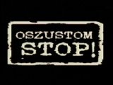 biały napis na czarnym tle oszustom stop