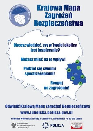 logo aplikacji krajowa mapa zagrożeń bezpieczeństwa. Napis chcesz wiedzieć czy w twojej okolicy jest bezpiecznie możesz mieć na to wpływ. podziel się swoimi spostrzeżeniami. reaguj na zagrożenia