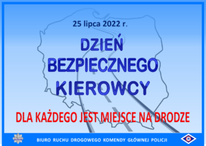 logo przedsięwzięcia dzień bezpiecznego kierowcy. Nazwa akcji wpisana w kontury Polski