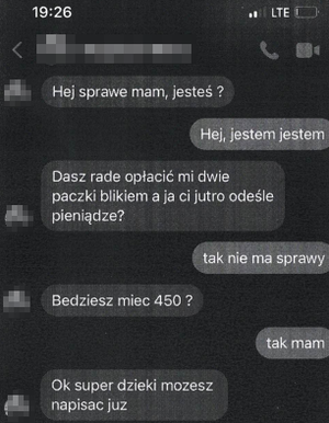 wydruk wiadomości sms