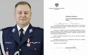Kolaż na którym widać Komendanta Wojewódzkiego Policji w Lublinie młodszego inspektora Tomasza Gila oraz życzenia z okazji Świat Wielkanocnych.