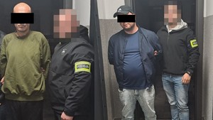 kolaż zdjęć z zatrzymanymi mężczyznami