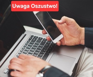 plakat uwaga oszustwo
