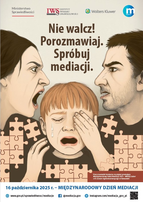 plakat- Nie walcz porozmawiaj spróbuj mediacji