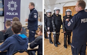 policjant i uczniowie
