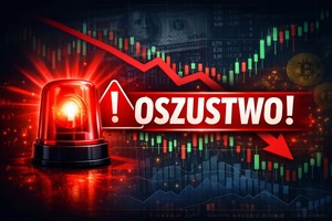 napis oszustwo z lampą ostrzegawczą