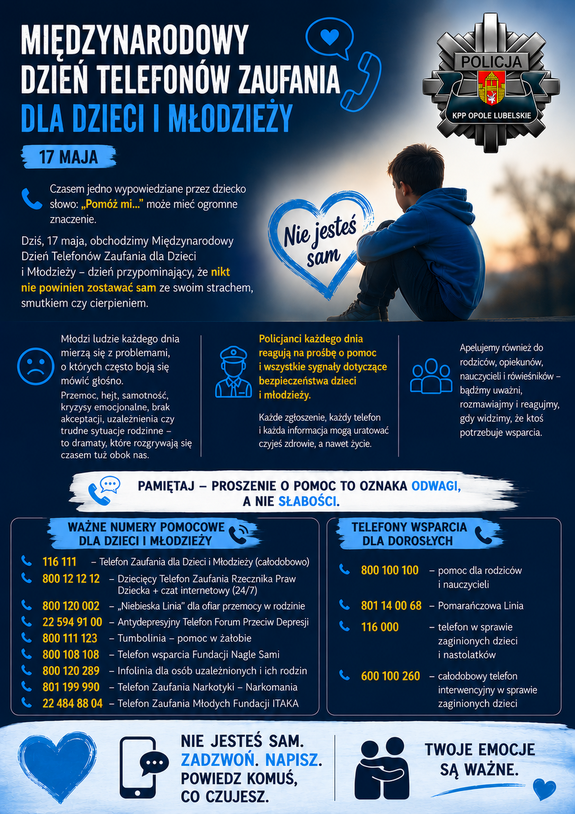 plakat Międzynarodowy Dzień Telefonów Zaufania dla Dzieci i Młodzieży